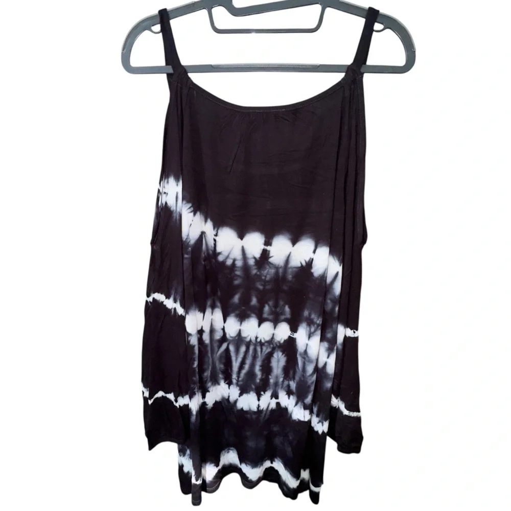 INC Intl Concepts Size 2X Tie Dye Black White Tank Top Summer Lightweight NWT - Picture 3 of 6